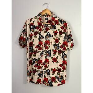 Fresh Vibes Short Sleeve Printed Button Down Casual Shirt Mens Size M